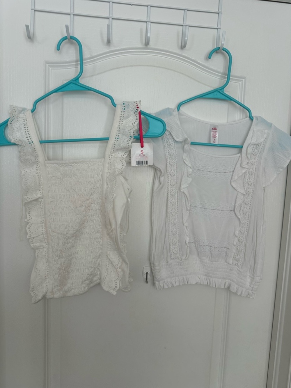 Justice Girls White Eyelet Lace Ruffle Top Bundle Size 7-8 (S)